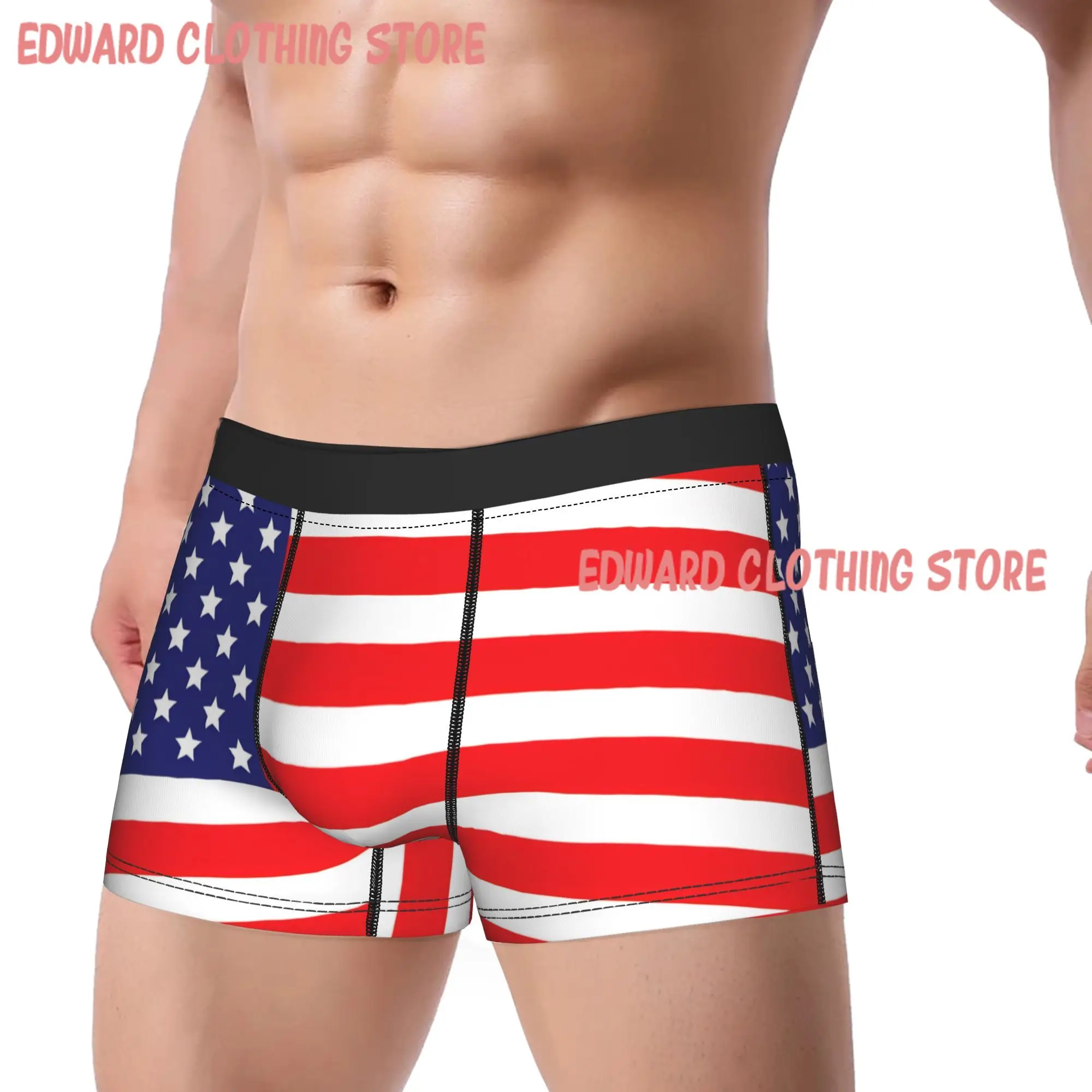 American Flag Underwear  Men's Panties Print Comfortable Trunk Quality Shorts Briefs Plus Size 2XL
