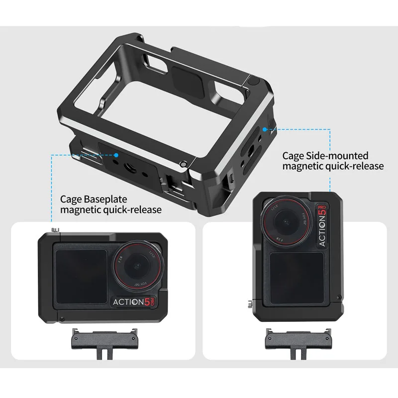 

Клетка для камеры DJI Osmo Action 5 Pro 4 3, защитный чехол для экшн-камеры, металлический каркас с холодным башмаком, расширенное магнитное действие