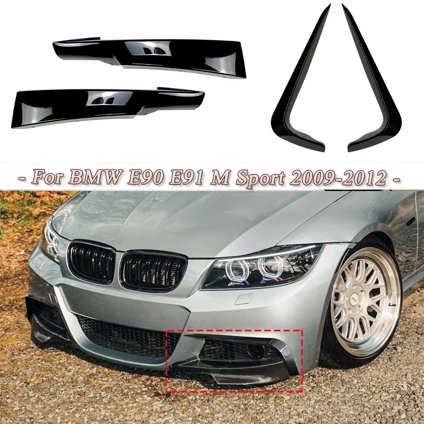 For BMW 3 Series E90 E91 320i 330i 316i 318i 335i M Sport Pre-LCI 2009-2012 Car Front Bumper Canard Splitter Diffuser Protector