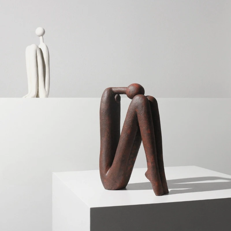 Modern Figure Figurines Minimalist Stick Figure Miniatures Luxury Cartoon Art Resin Figurine Home Decorative Desktop Statue