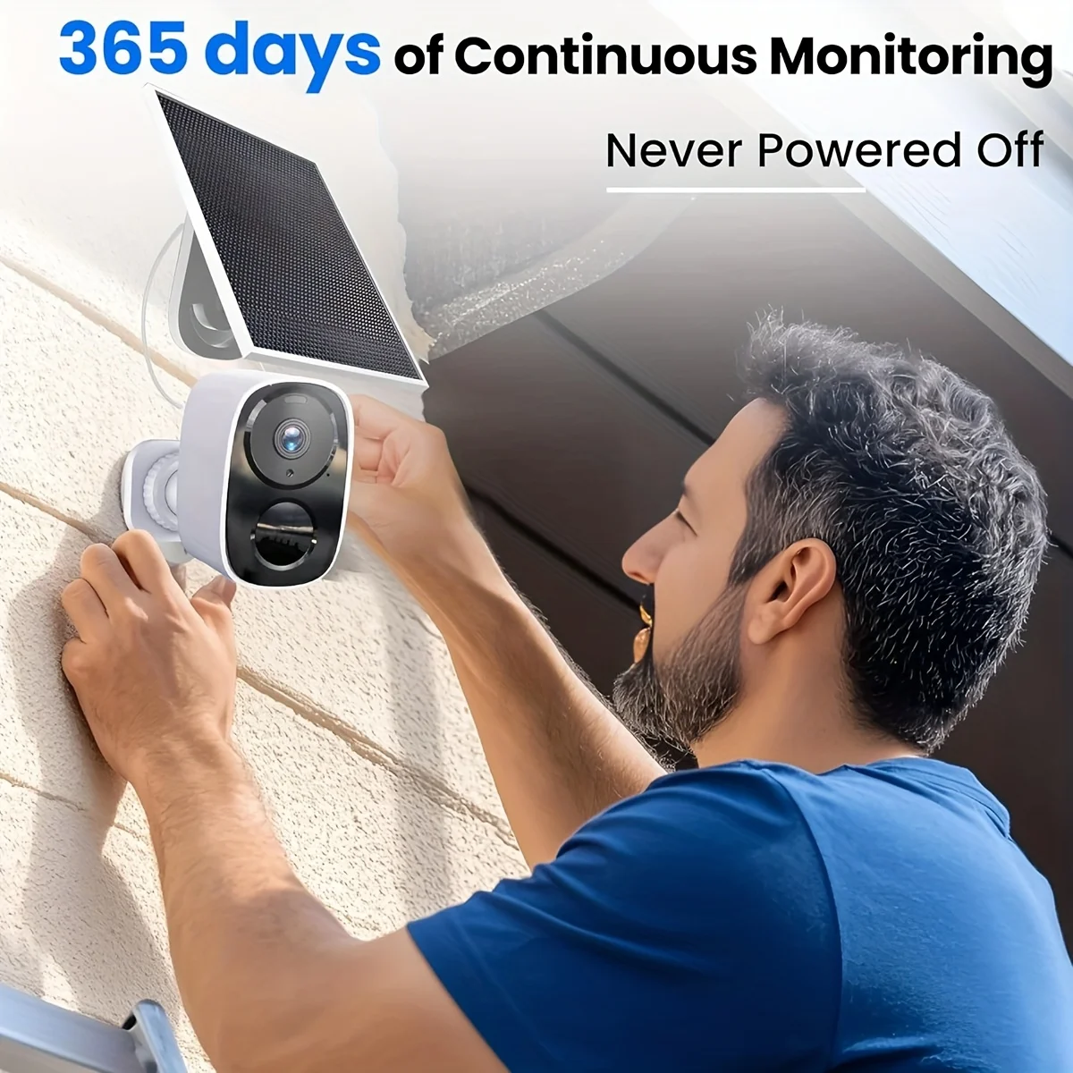 كاميرا مراقبة خارجية لاسلكية 3 ميجابكسل مع بطارية ولوحة شمسية، تدعم بطاقة SD/سحابة مجانية