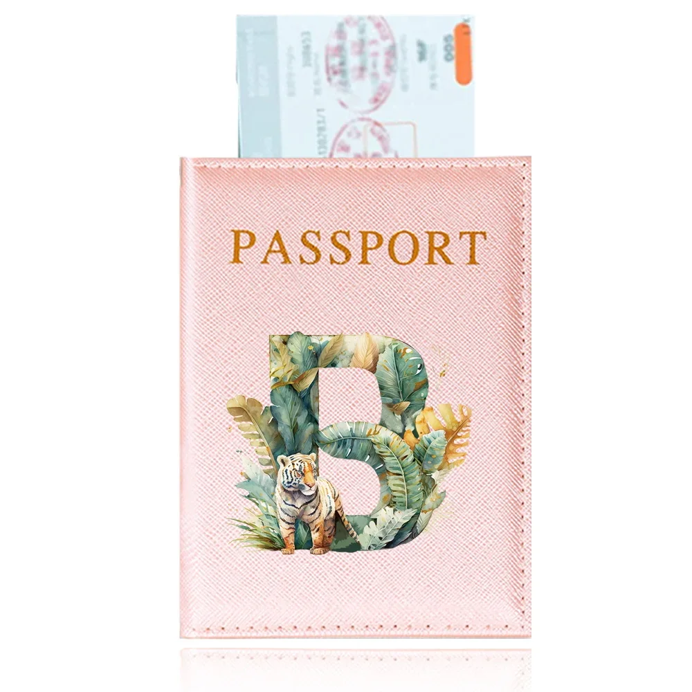 Portable Passport Storage Bag Multi-Function ID Bank Card PU Leather Wallet Case Travel Accessories Jungle Tiger Letter Printing