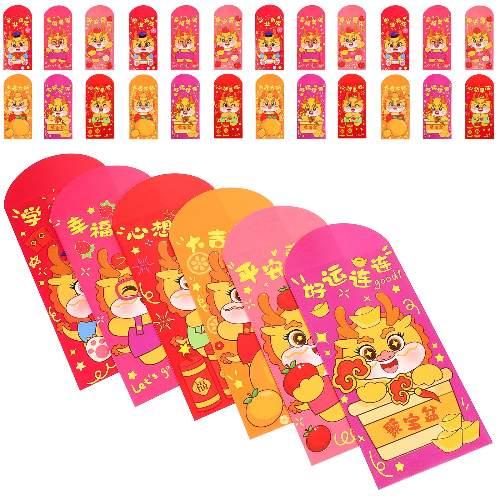 

30Pcs Creative Red Envelopes Cartoon Smooth Paper Red Packets for Money Greeting Cards Invitations New Year Spring
