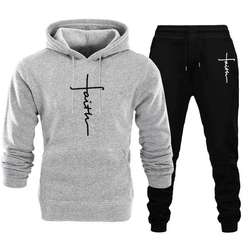 2025 패션 남성 트랙수트 후드 스웨트셔츠 블랙 스웨트팬츠 남성 야외 캐주얼 스포츠 조거 세트 체육관 피트니스 후디 의상