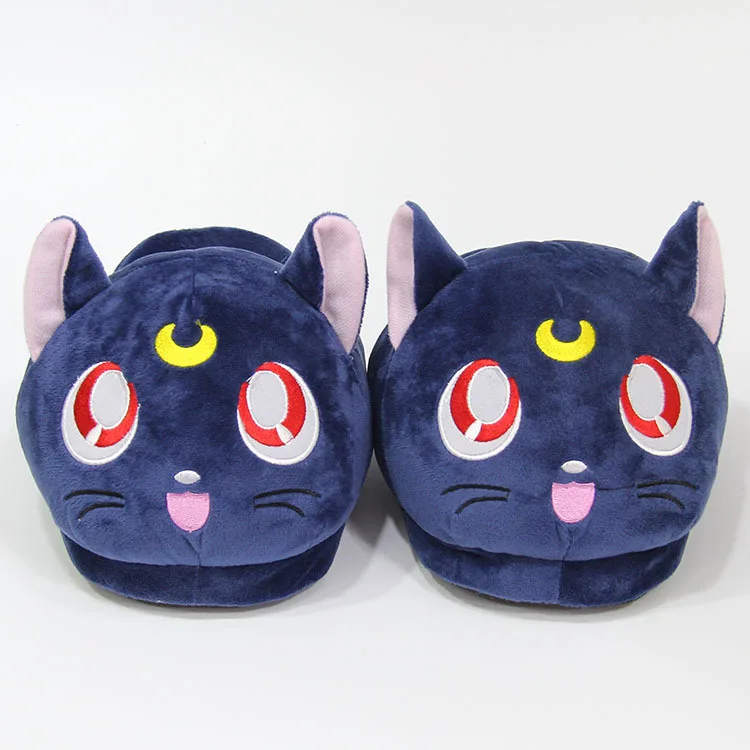 28cm  Anime Cartoon Sailor Moon Luna Cat Plush Toys Dolls Home House Winter Indoor Plush Slippers Birthday Gifts