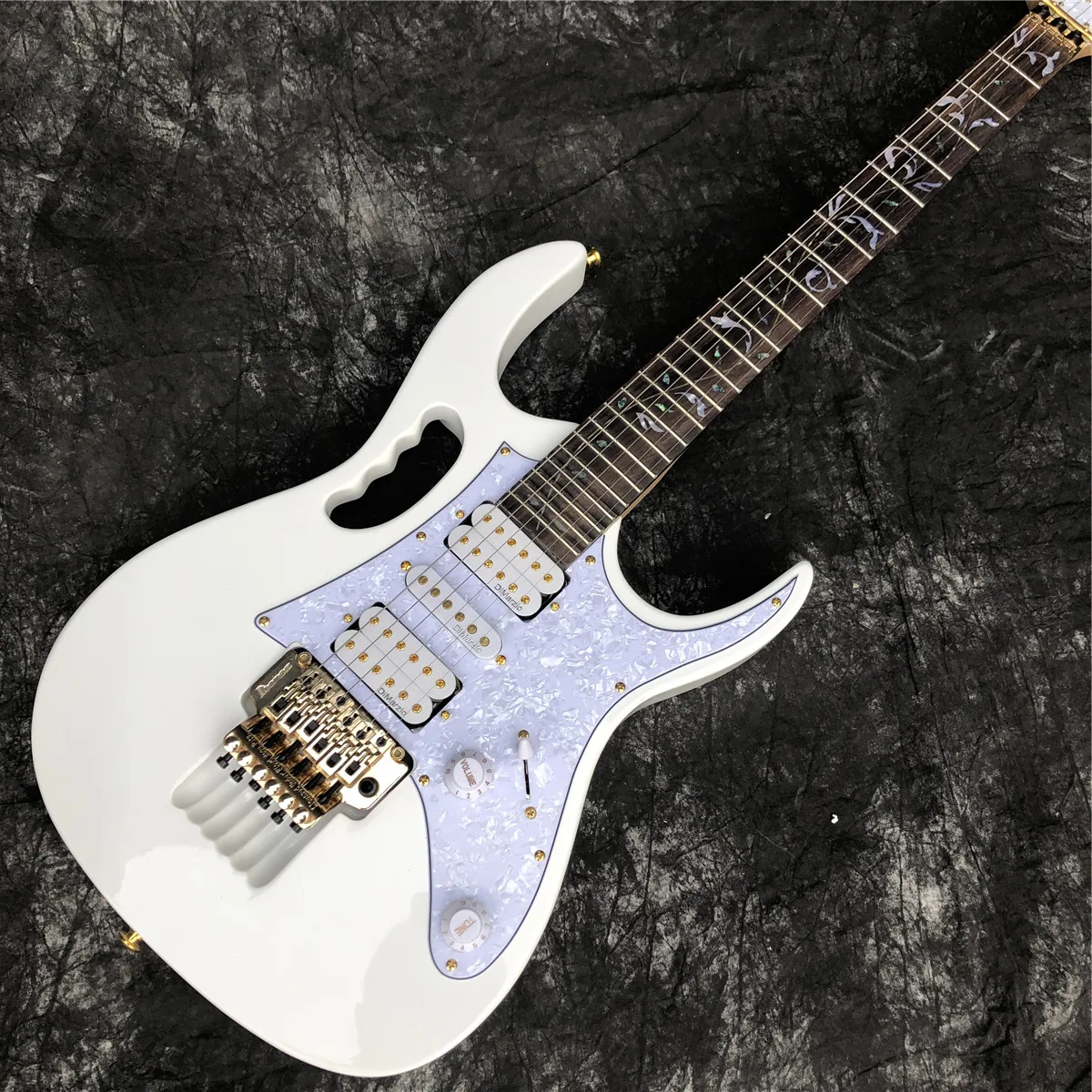 Top Quality Tree Of Life Inlays White Color Electric Guitar,Golded Hardware Solid wood Electric Guitar