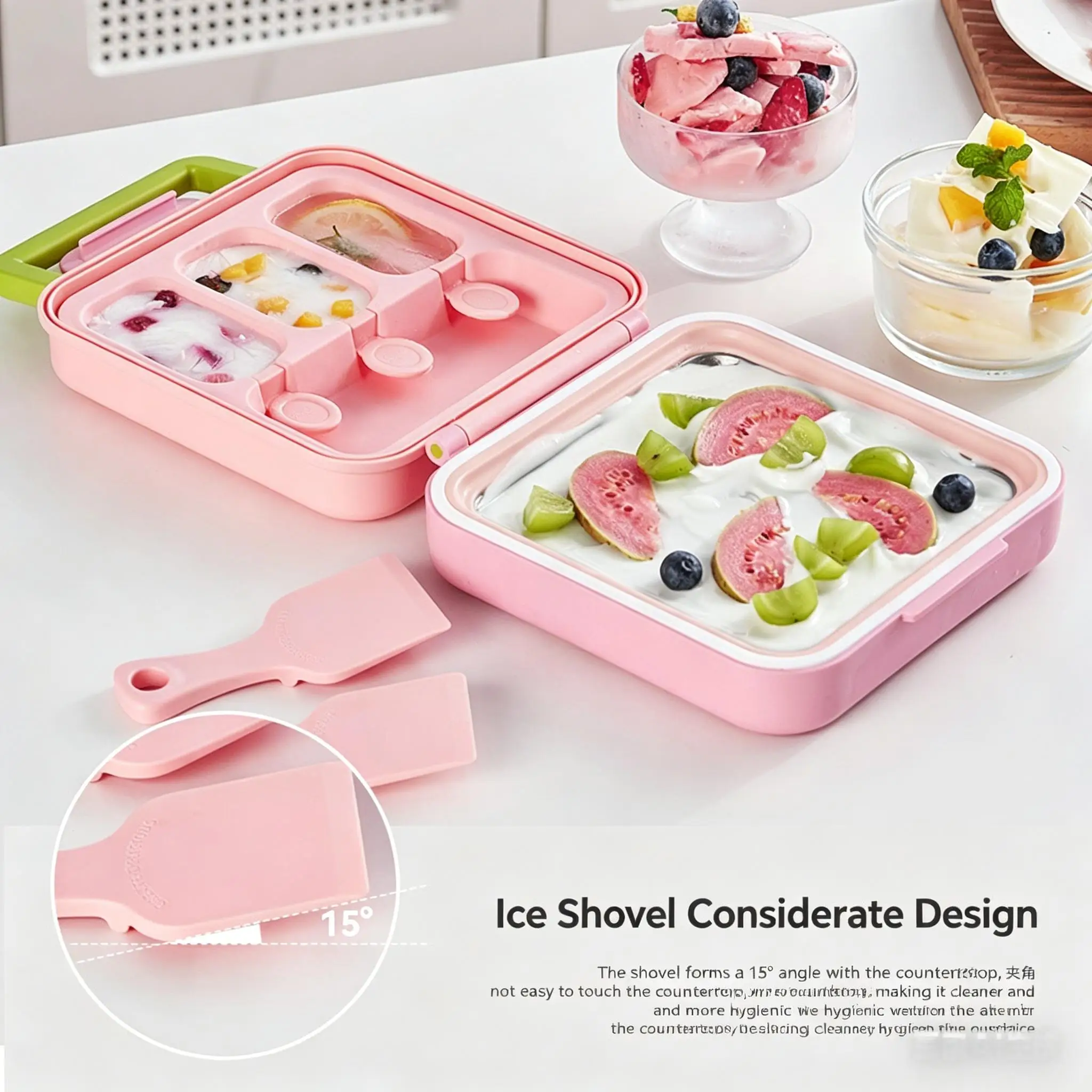 

Ice Cream Roll Maker Pan Non Electric Fried Ice Machine DIY Manual Frozen Yogurt Sorbet Maker with Scrapers and Molds Set
