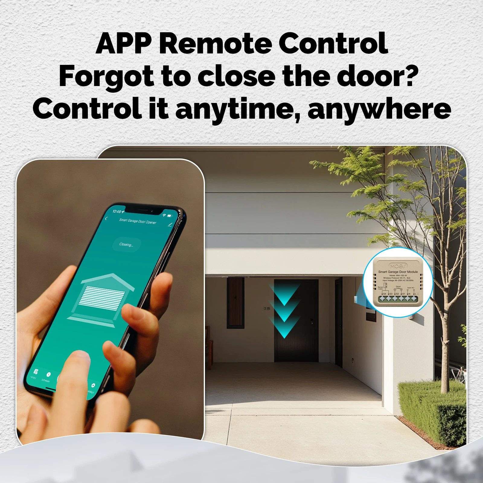 MOES Tuya WiFi Garage Door Controller Mini Switch Module Door Opener Voice Control Smart App Remote Work With Alexa Google Home