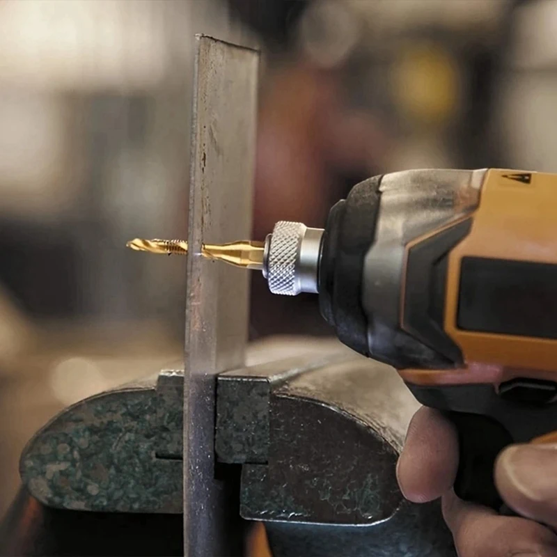 チタンメッキ六角シャンクドリルビット,hssネジ山,メートル法タップ,複合タップ,オープン面取りツール,m3,m4,m5