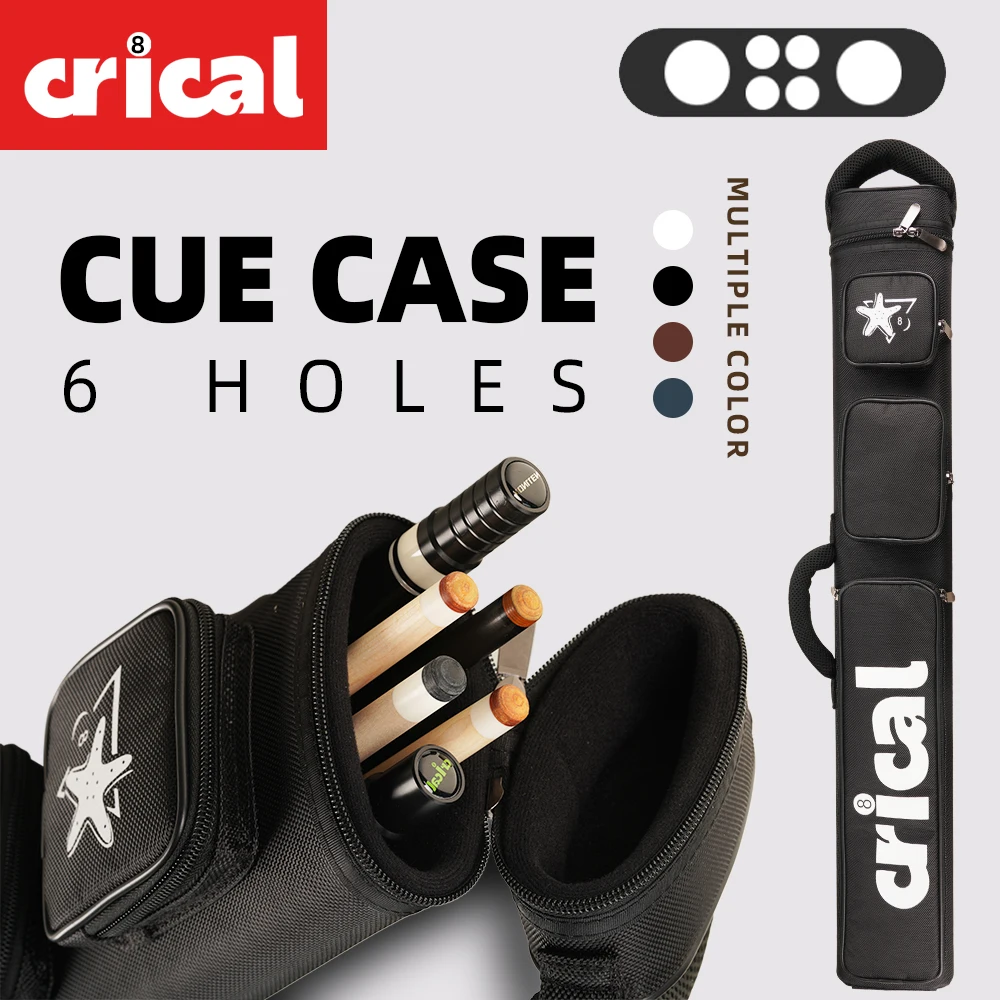 

CRICAL Cue Case Bag 6 Holes Hard 2x4 Pool Case Multi-piece1/2 Rod Box Billiard Cue CoverStick Carrying Case Billiard Accessories