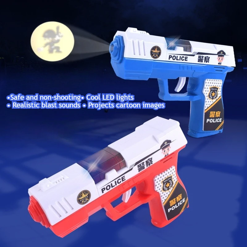 Kinderen Politie Speelgoedpistool Veilig Niet-vijgende pistool Cool Geluidseffecten Zwaailichten Projectie Plezier Fantasiespel voor peuters