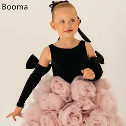 Booma Flowers Girl Dresses Wedding Party Dress for Kids Girls Prom Gowns Tulle 3D Flowers Sleeveless Customized