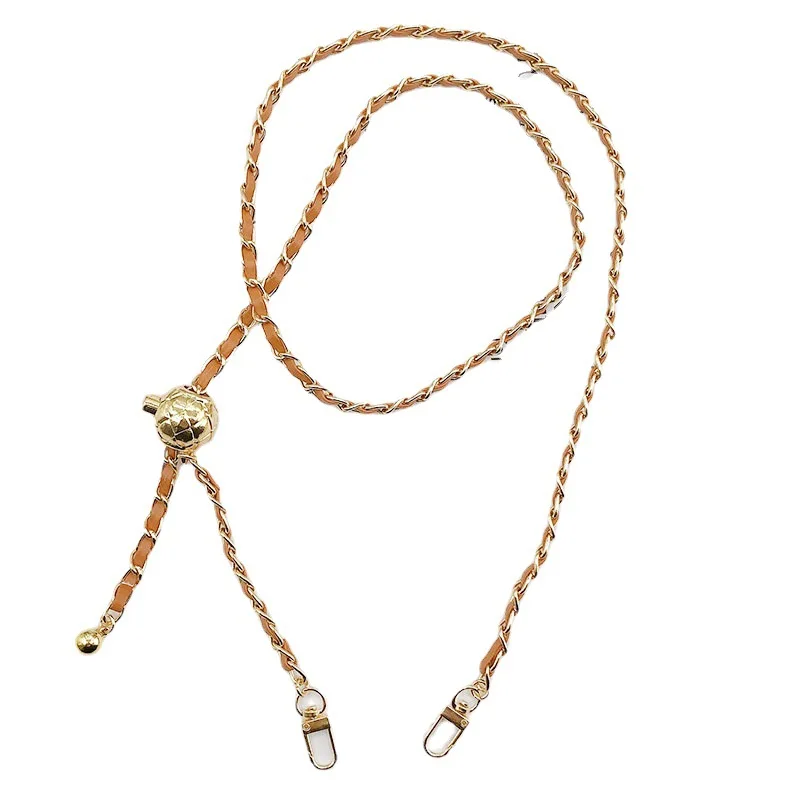 Bag Chain Phone Case Chain Round Ball Chain Wear Leather Metal Chain Braided Chain Shoulder Bag Strap All-match Temperament