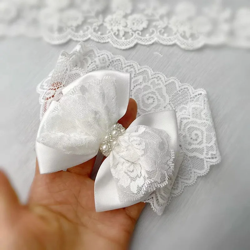 Off White Communion Baptism Bow Headband Flower Girl