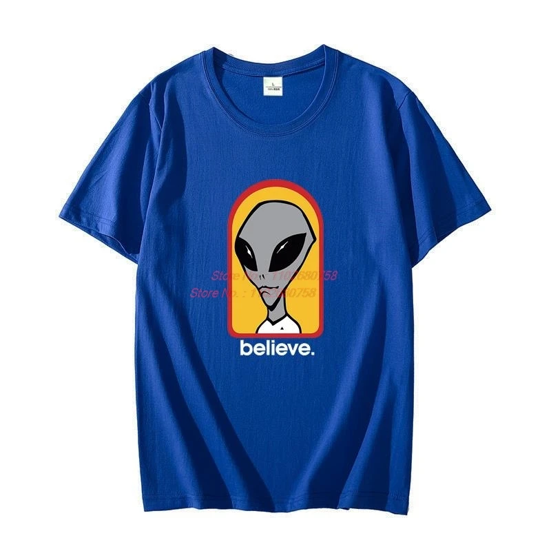 Cotton T-shirt Alien Workshop Believe Speed Way Oversized t-shirt Tees Tops Harajuku graphic t shirts Summer t shirt for men