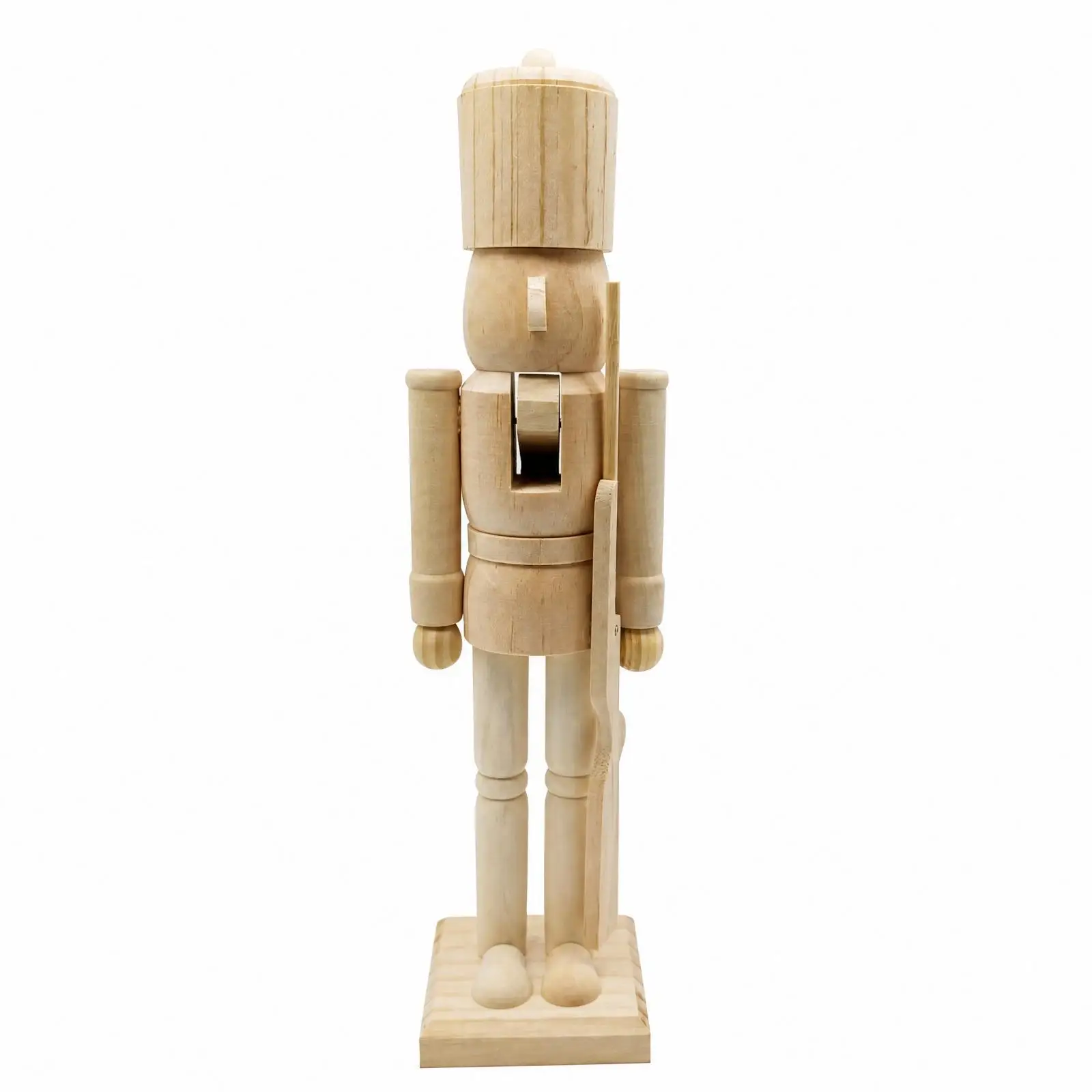 Freestanding Wooden Nutcracker Guard Figurine 38 Cm Tall Softwood Wood Nutcracker Guard with Display Base Unfinished Decorative