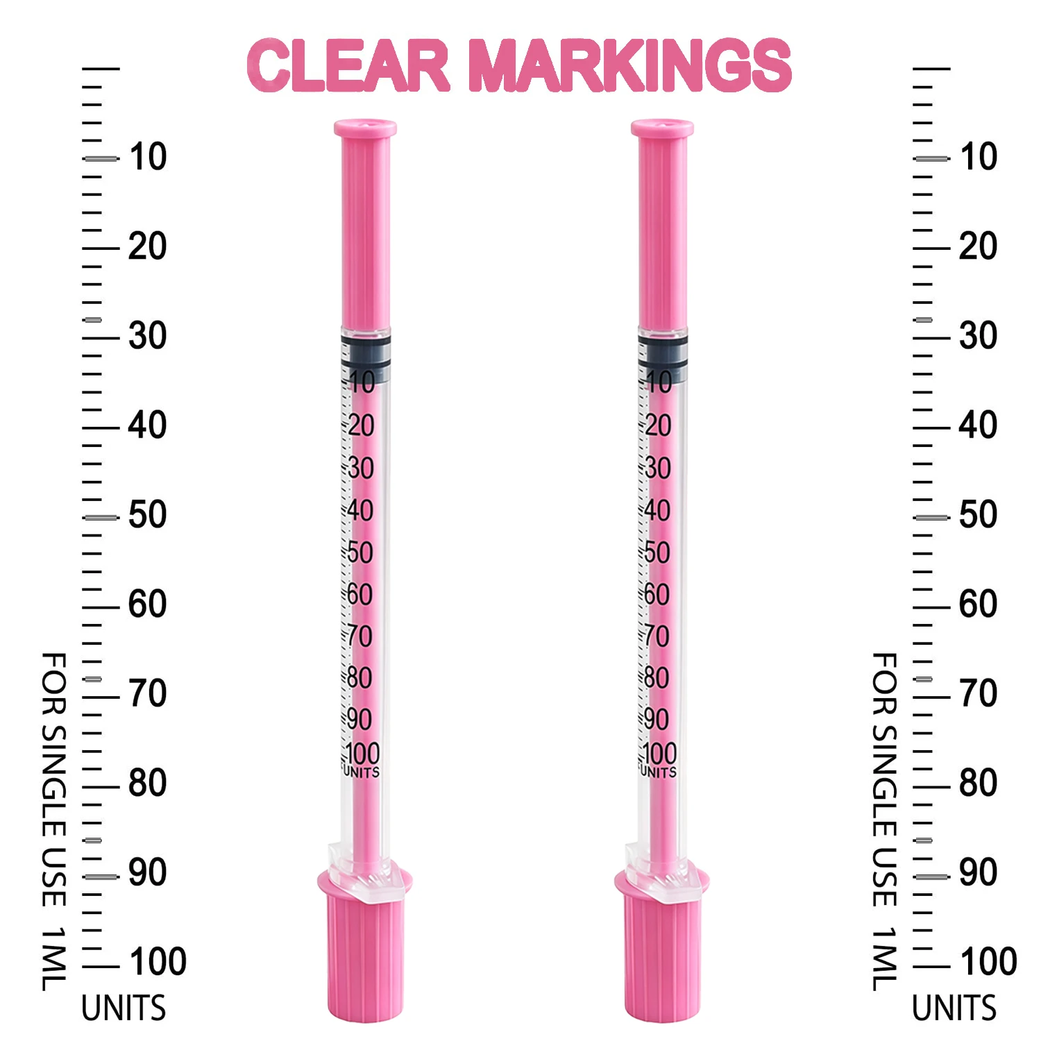 50/100 Stück 1ml Rosa Einweg-Insulinspritze 30G 31G 8mm Nadel Sterile Hypodermische Injektionsspritze Einzeln Verpackt – Detail 3