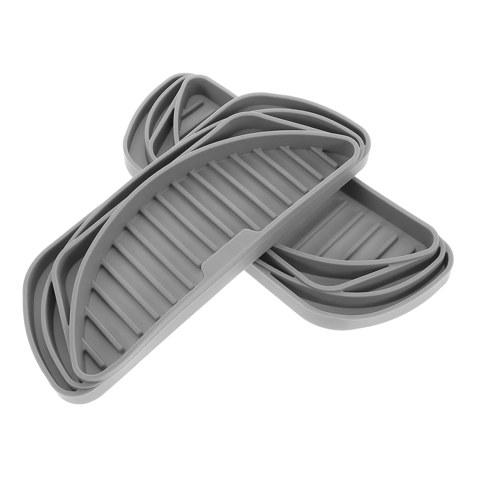 

2Pcs Silicone Refrigerator Drip Tray Large Capacity Non-Slip Fridge Water Dispenser Collector Pan Semi-Circle Grey