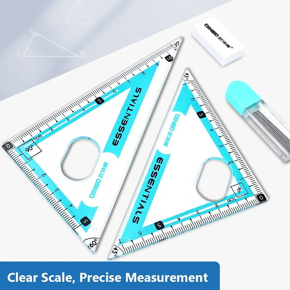7/8pcs Multifunctional Plastic Compass Ruler Set Transparent Eraser Included Geometry Drawing Tool Measuring Ruler Students