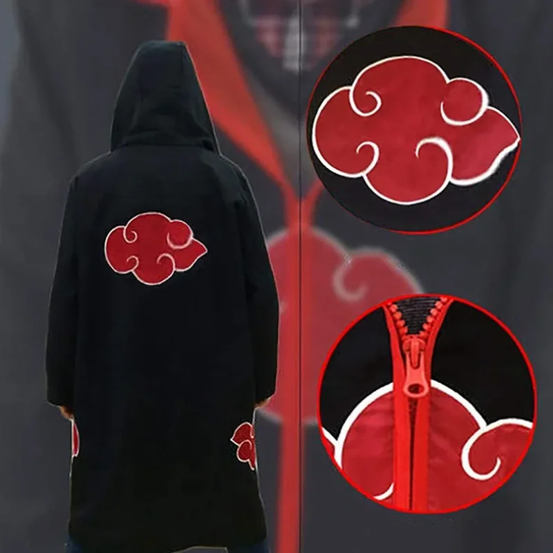 Akatsuki Uchiha Itachi Cloak for Adult Long Black Robe Capes Halloween Carnival Cosplay Costume with Accessories view 5
