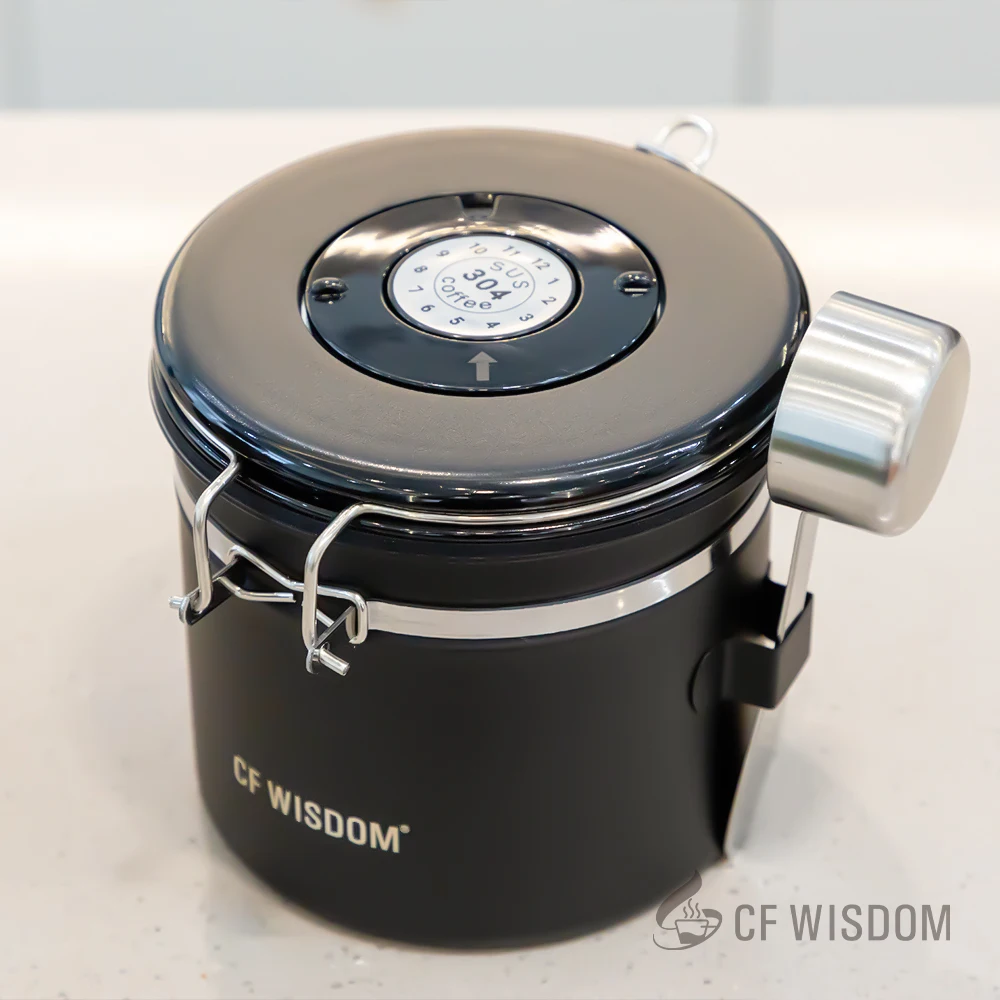 "CF WISDOM Tabung Biji Kopi Kedap Udara dengan Tutup, Toples Penyimpanan Tahan Lembab untuk Kesegaran, Penggunaan Bar Kopi Dapur Rumah