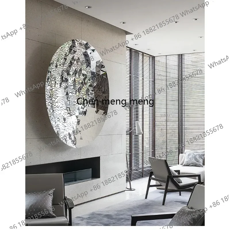 F150 Metal Trigonometric Geometry Concave Mirror, Stainless Steel Pendant, Living Room, Bedroom, Villa wall decoration