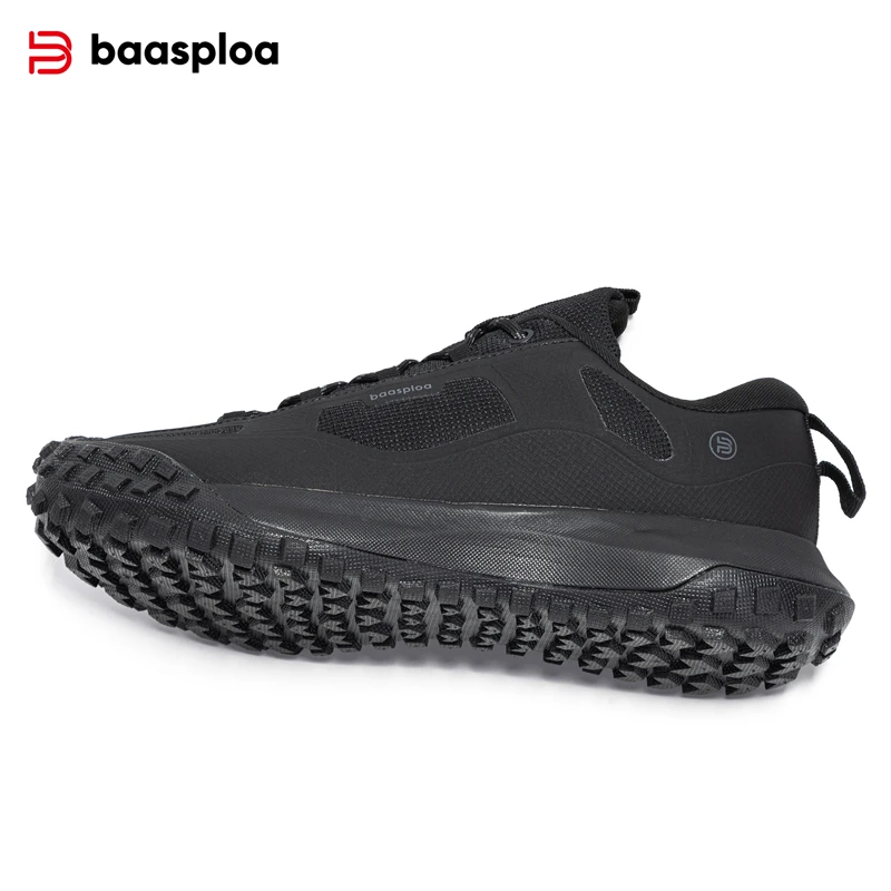 Baasploa Hiking Shoes Men Outdoor Waterproof Camping Resistant Non Slip Sneakers Male Casual Lightweight Lace-Up Walking Shoes