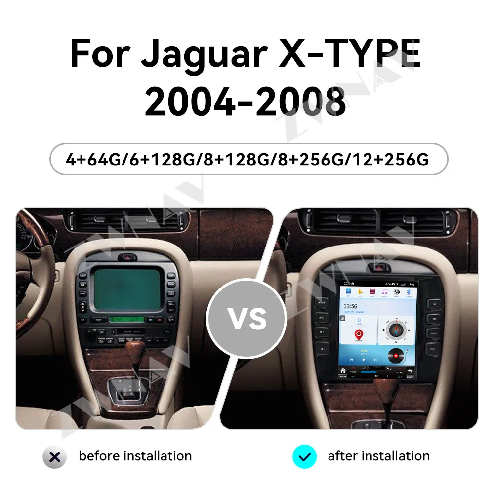 Radio de coche con pantalla de 9 pulgadas para Jaguar x-type 2009-2012 Android 14 reproductor Multimedia inalámbrico Carplay unidad principal de navegación GPS Auto