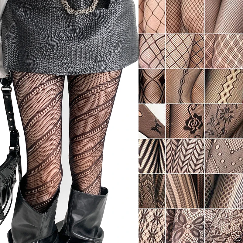 Woman Girls Gothic Cartoon Fishnet Stockings Snake Kuromies Skull Socks Mesh Tights Panties Lolita Plus Size Pantyhose Leggings