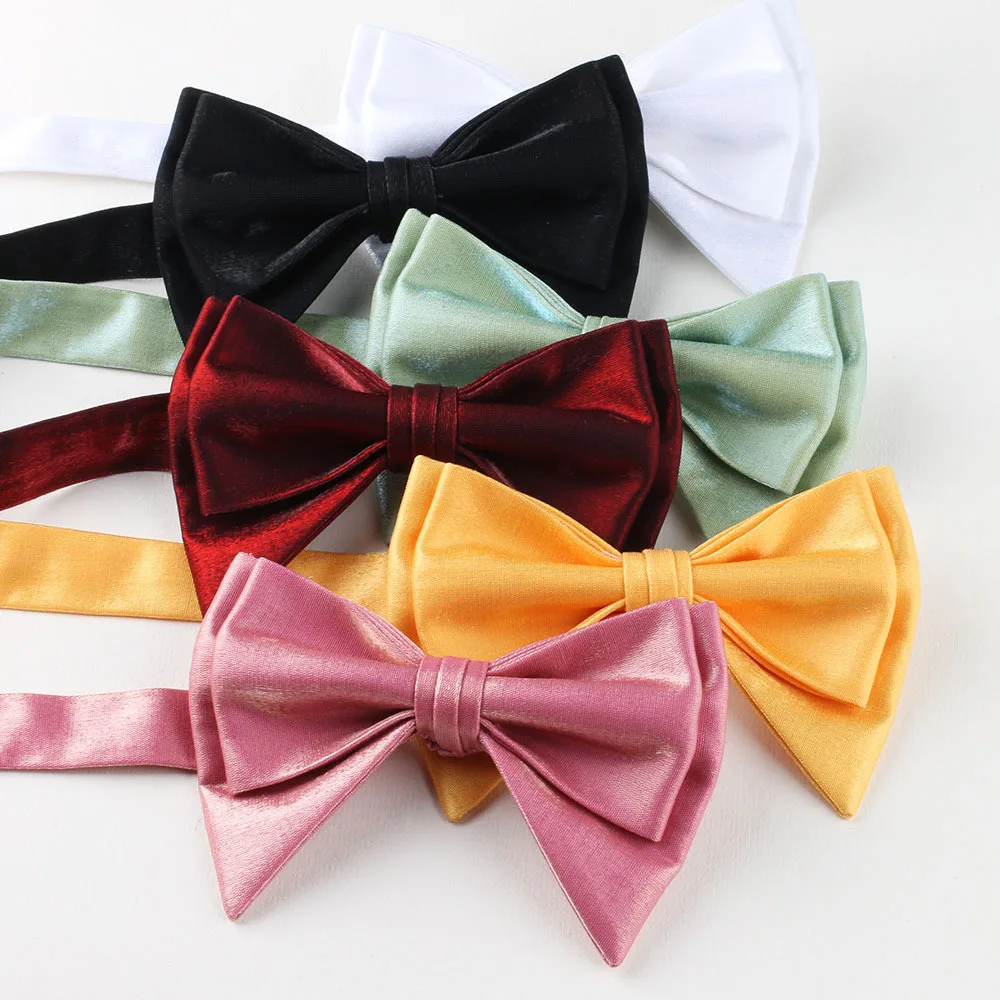 New Ribbon Gilded Solid Black Bowties For Men Women Oversize Bow Tie Formal Dress Evening Butterfly French Tuxedo Bowknot Cravat