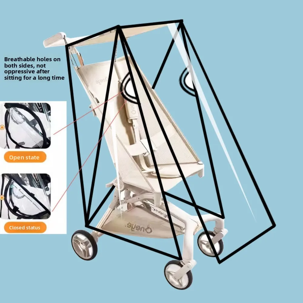 Paraguas transparente para cochecito de bebé, cubierta impermeable para cochecito de bolsillo de viaje, cubierta para lluvia a prueba de viento, vista nobstruida