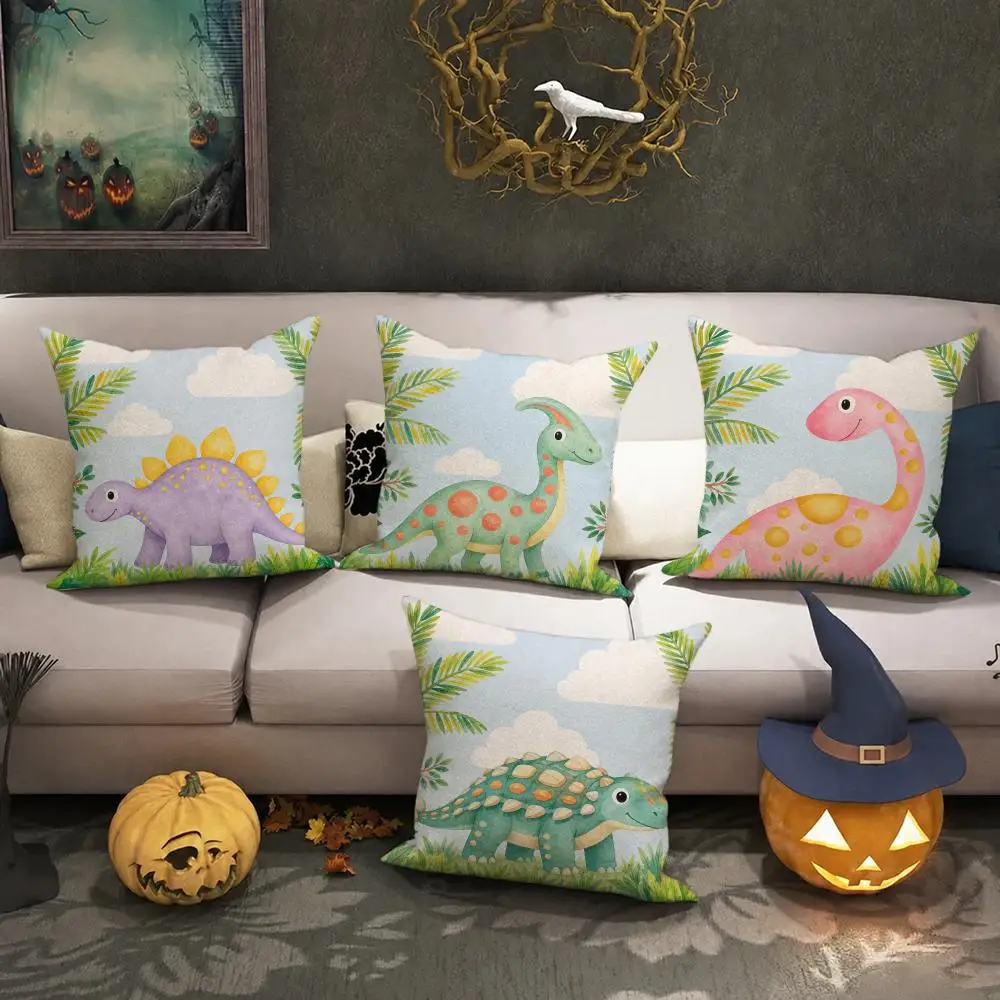 Cute Fun Dinosaur Garden Cushion Cover Halloween decoration trick or treat cushion cover, ghost, pumpkin head, bat decoration