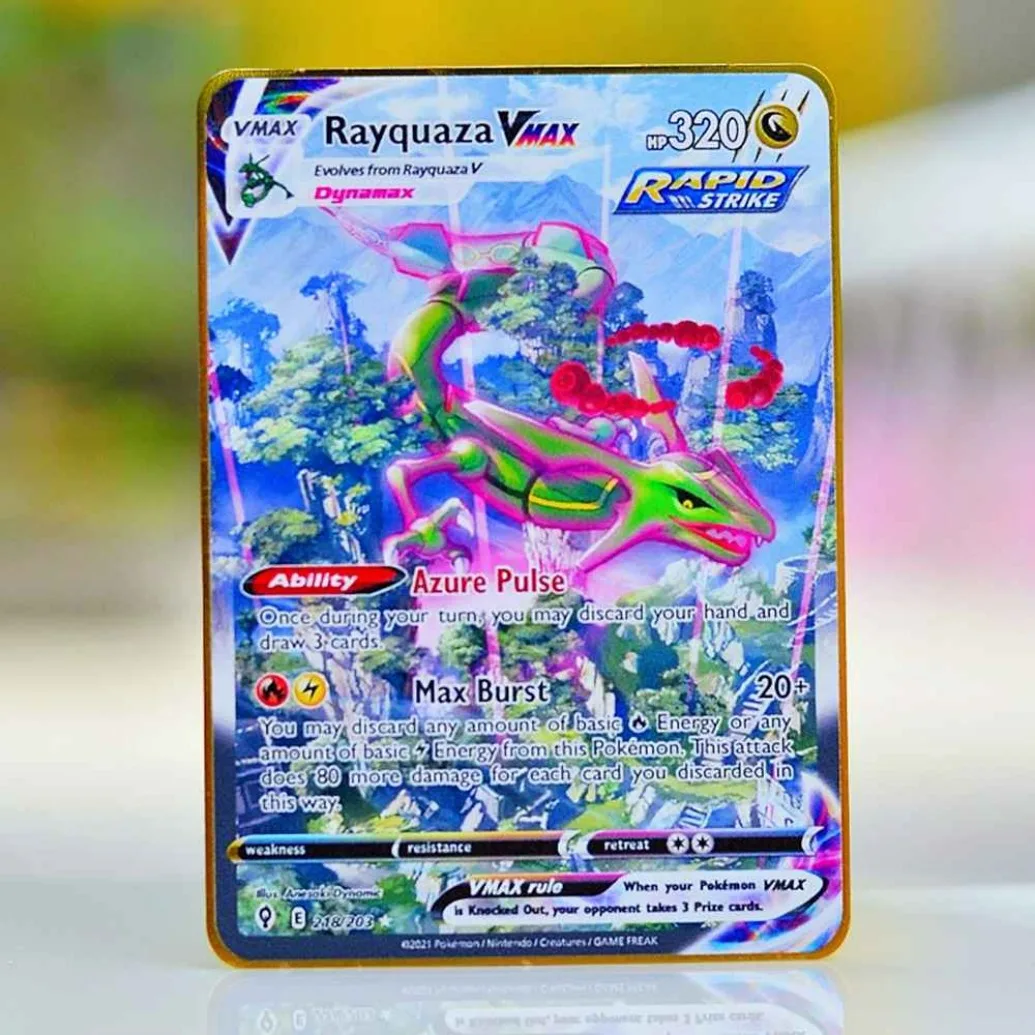 بطاقة بوكيمون معدنية بطاقات بوكيمون ذهبية Tcg Mewtwo Vmax Gengar Eevee Dragonite Vstar أنيمي لوحة ورق التداول ألعاب ألعاب أطفال هدية