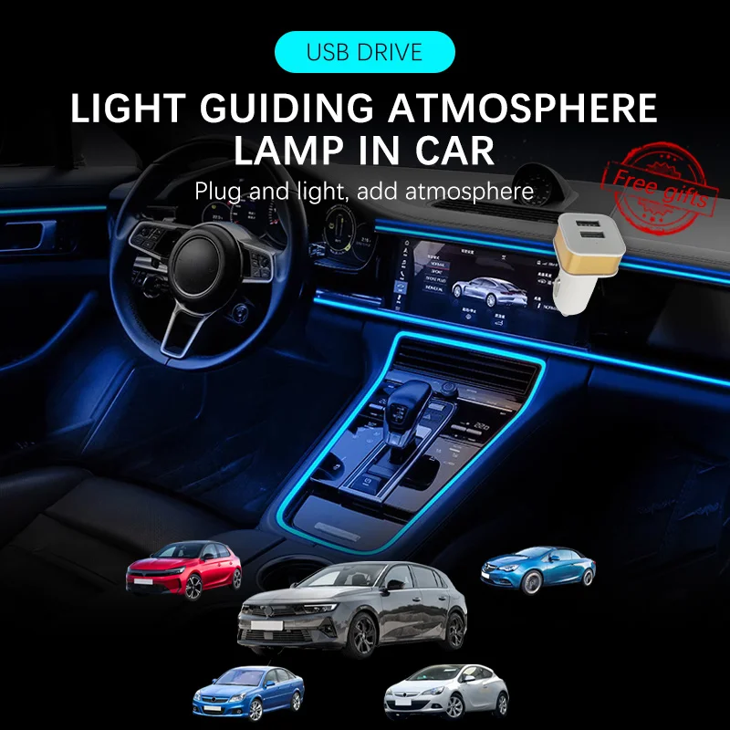 سيارة الباردة خط الضوء LED سيارة جو مصباح الديكور الداخلي شرائط الكسوة ضوء لأوبل كورسا أمبيرا أجيلا راك آدم #1