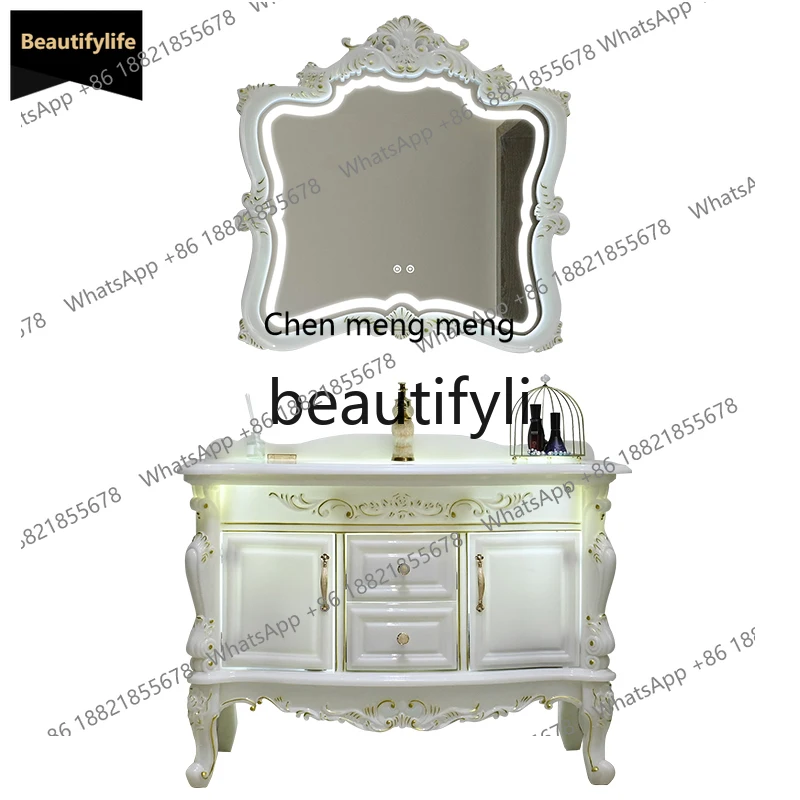 

X GG Light Luxury Bathroom Cabinet Set Integrated Basin Modern Minimalist Washroom Sink Cabinet Floor-standing