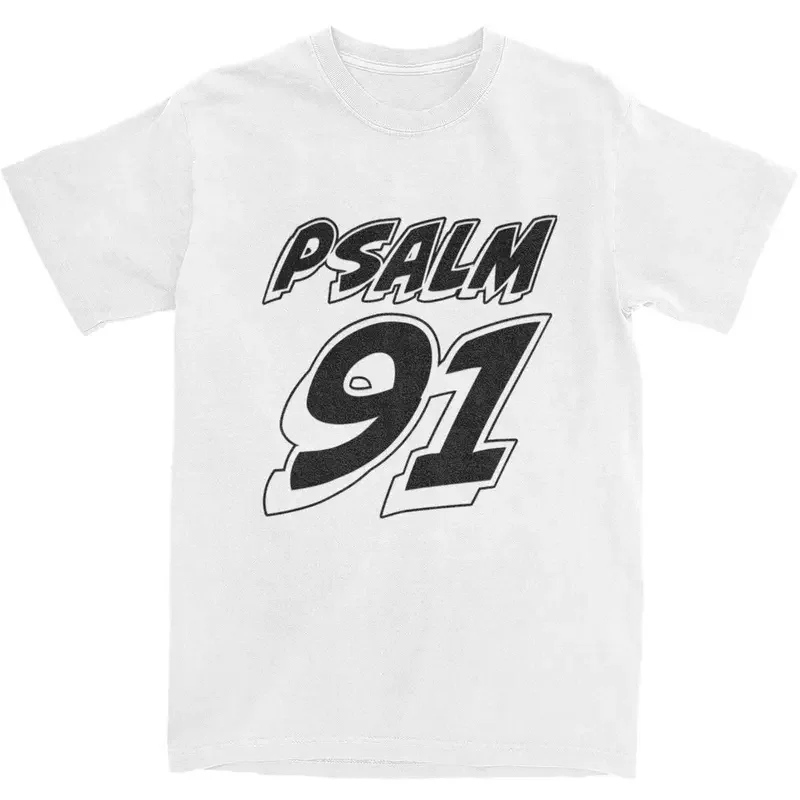 Men Women's Psalm 91 Bible Verse Christian Shirt Accessories Christ Jesus Pure Cotton Tops T-shirt Novelty Tees Adult