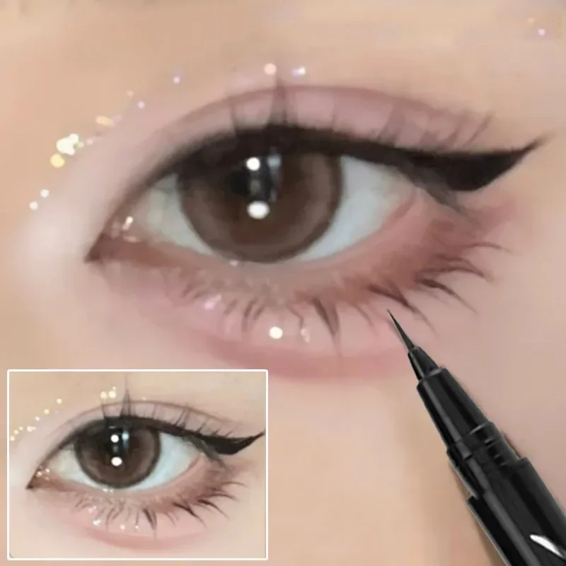 Quick Drying Eyeliner Pencil Makeup Waterproof 12 Hours Wear Ultra Fine Black Liquid Eyeliner Smooth Under Eyelash Pen Cosmetic