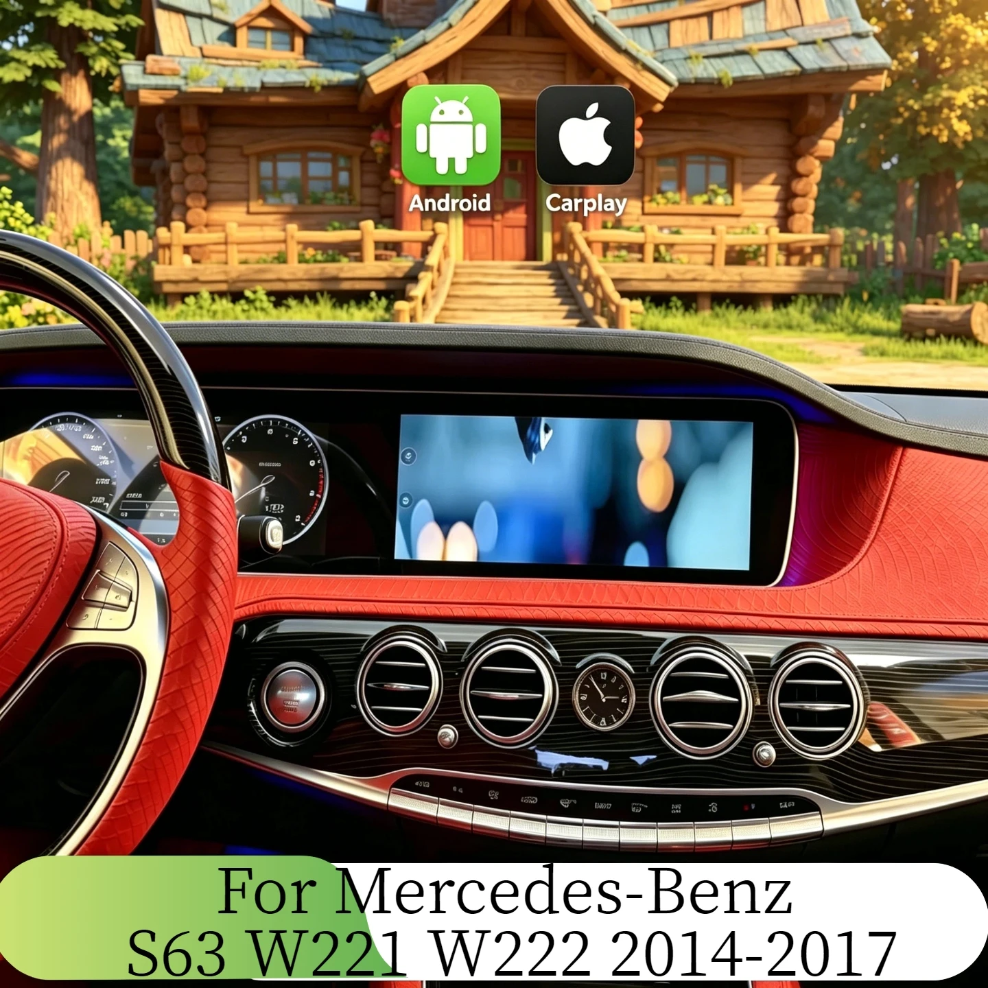For Mercedes-Benz S63 W221 W222 2014-2017 Android 14 CarPlay Auto Car Radio 12.3'' Screen Multimedia Stereo Player GPS Head Unit
