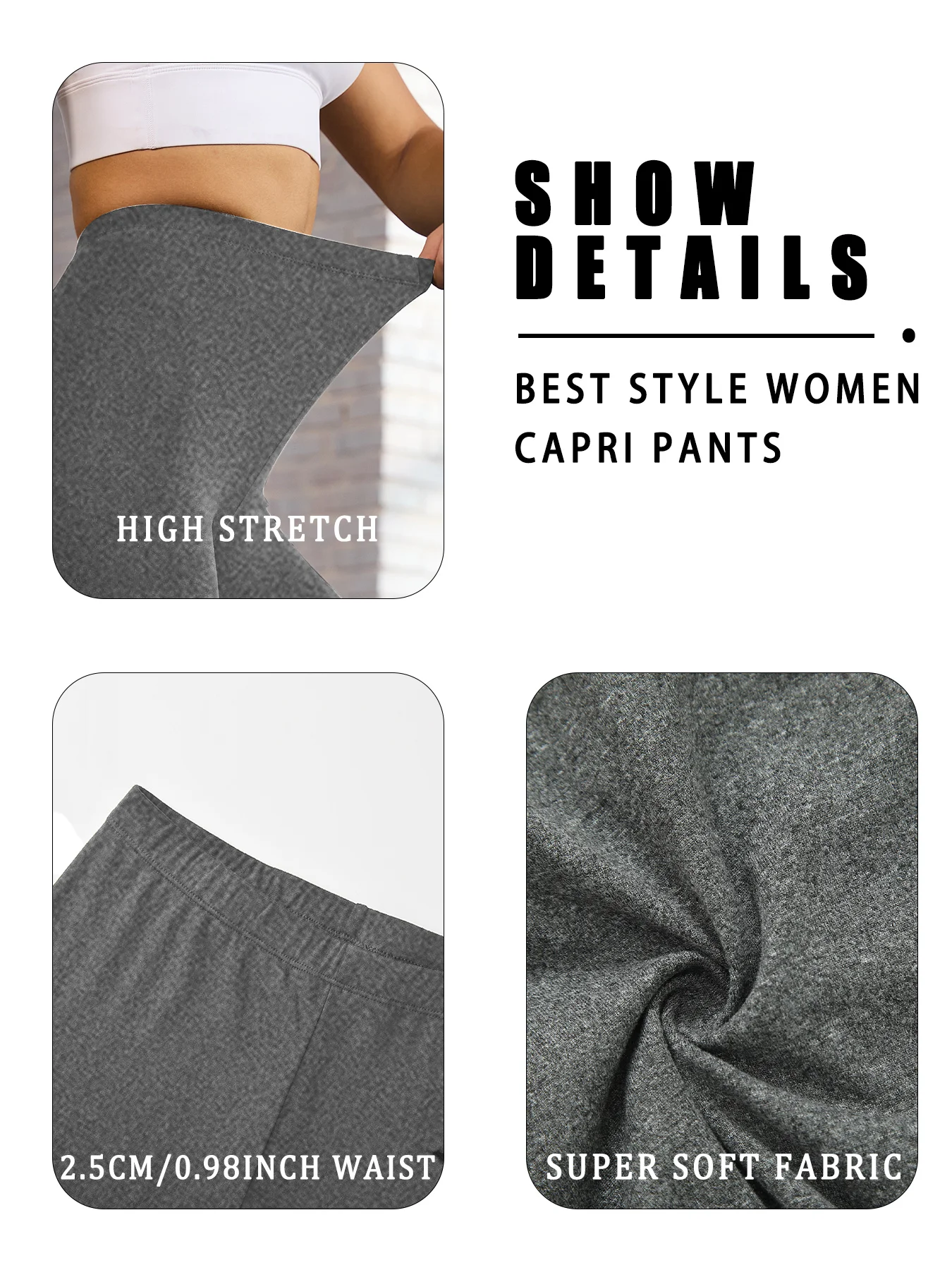 5 sztuk damskich super miękkich legginsów capri, wysoce elastycznych, oddychających, sportowych, nie prześwitujących, do ćwiczeń, biegania, jogi, modelujących sylwetkę, do siłowni i fitnessu.