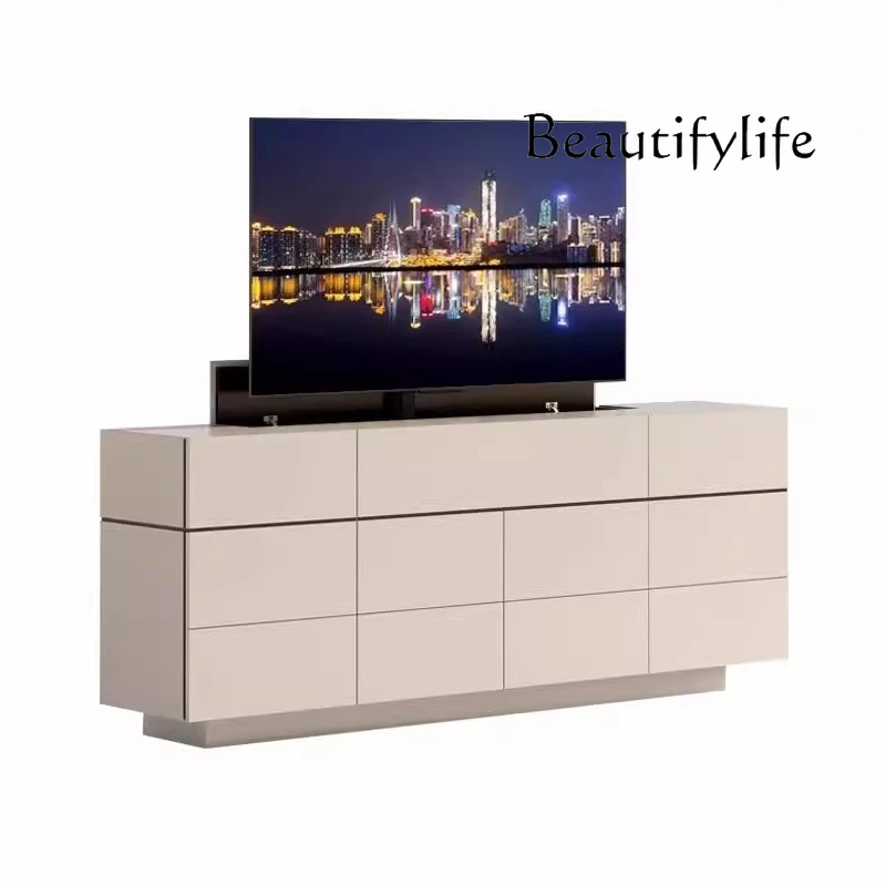 

Italian simple wind automatic lifting TV cabinet integrated multi-functional guest restaurant partition cabinet
