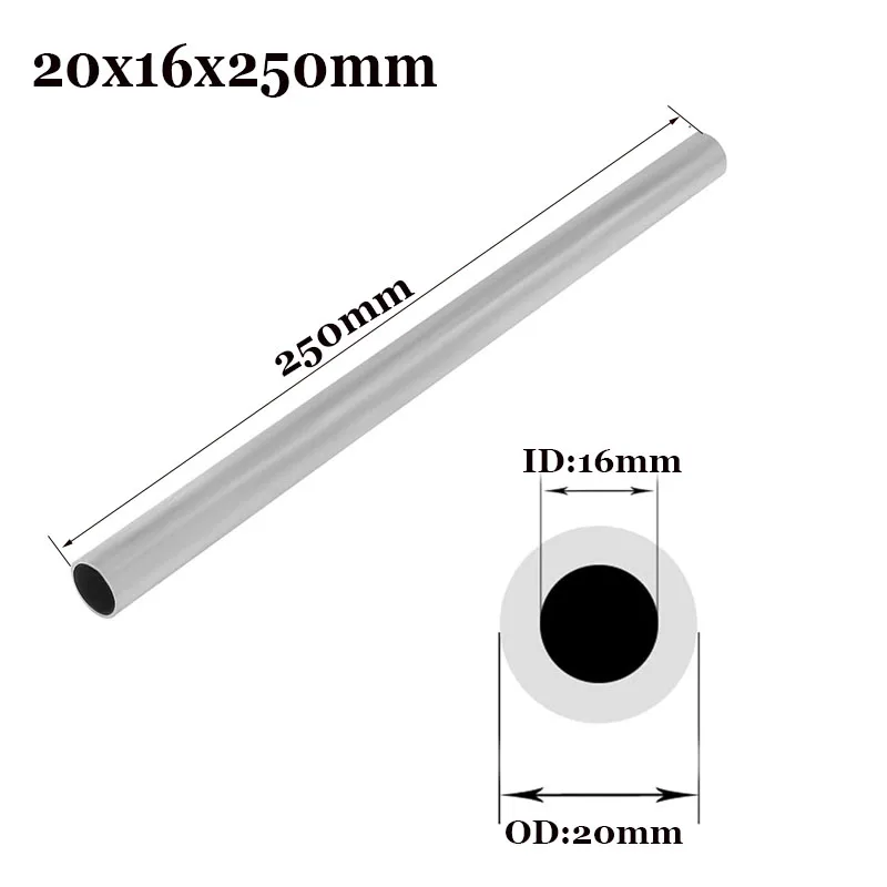 3/4mm Thick 6063 Aluminum Tube 5-16mm OD Round Pipe, 250mm 500mm Length for DIY Crafts Models Industrial Projects