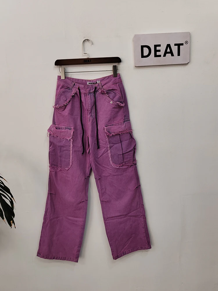 Imagem -05 - Deat-jeans Lavado Feminino com Bolsos Calça Reta Rosa Perna Larga Maré Nova Fazer Velho Flash Moda Primavera 2023 17a9115