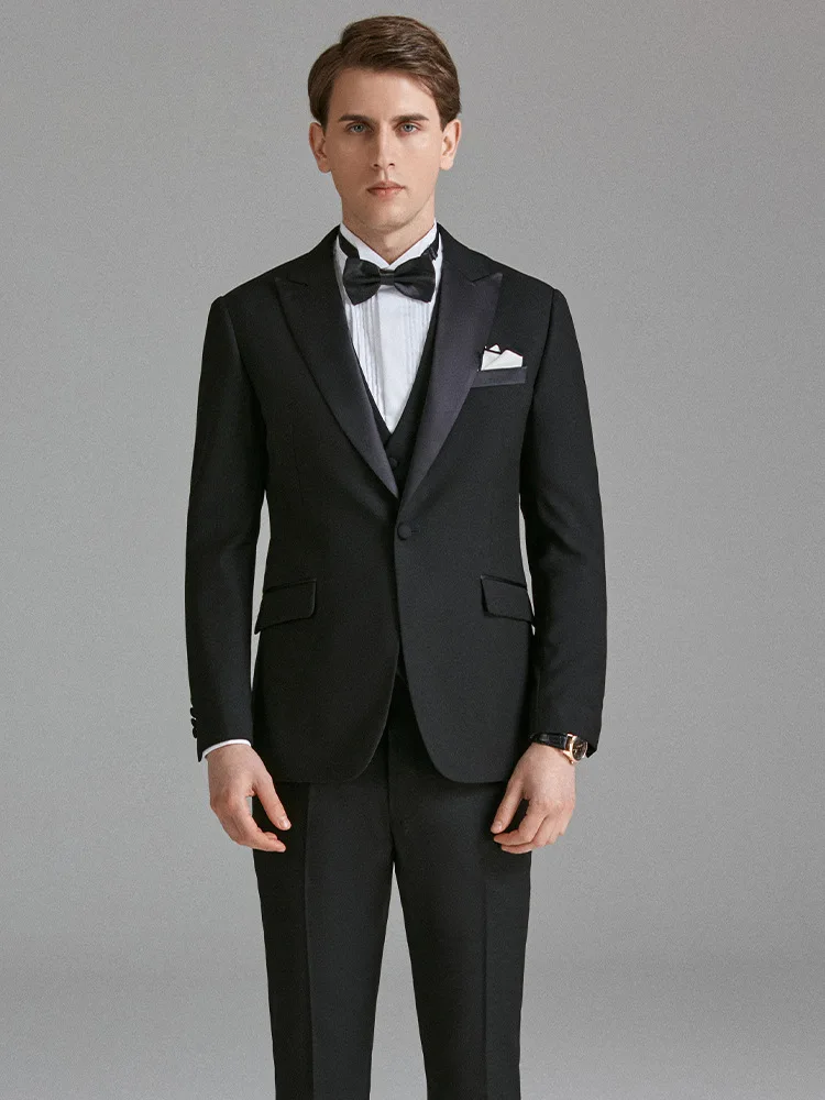 Terno de smoking masculino para desempenho, vestido de casamento, banquete, banquete em relevo, noivo, dança, casamento, LE355smoking