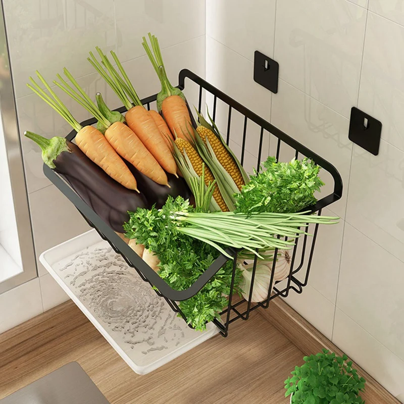 Promotion! Stainless Steel Kitchen Wall Hanging Storage Baskets Spice Rack Shower Caddy Fruit Drainer Organizer Dish Drying Shel