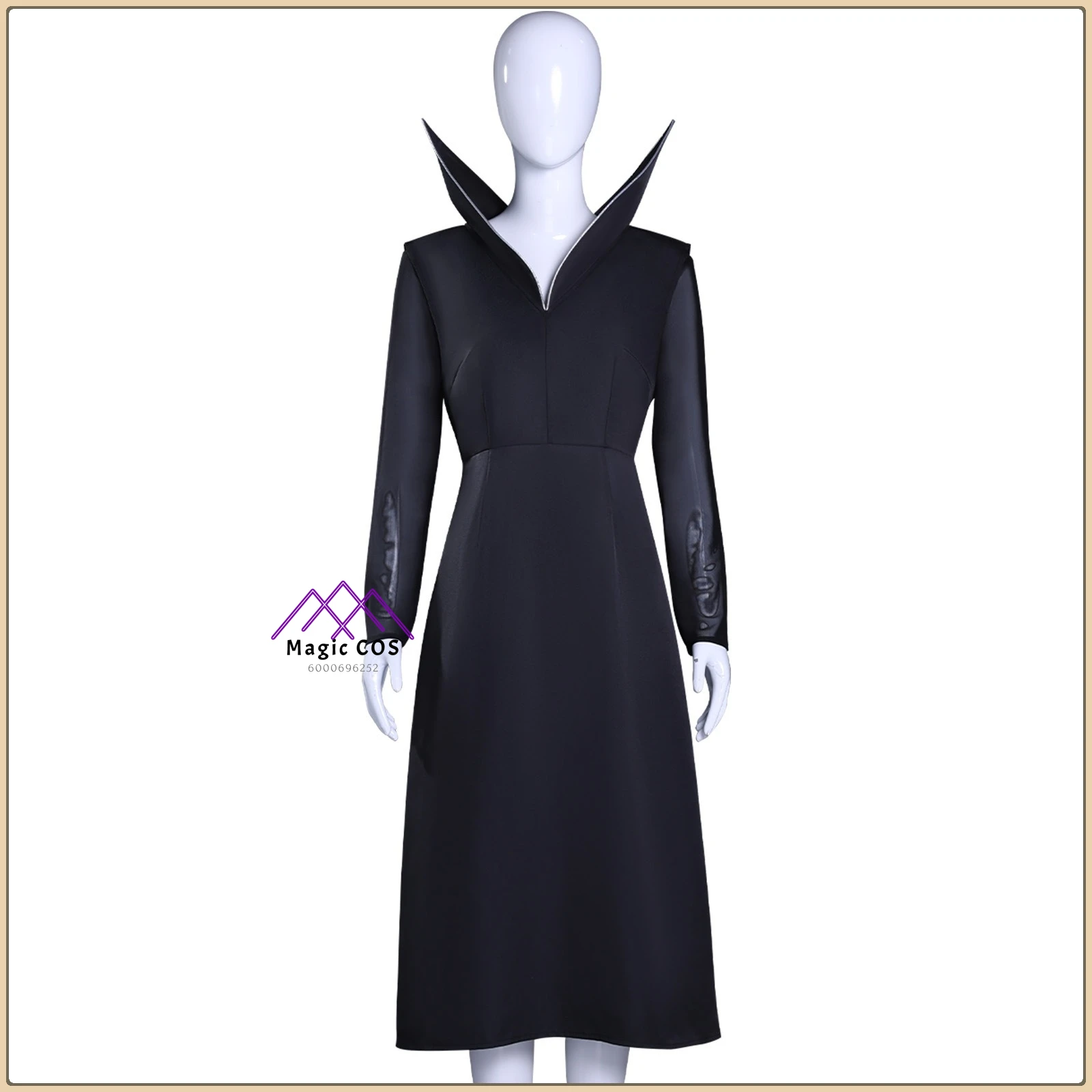 

Hot Movie Character Cosplay Outfit Elegant High-Neck Black Long Drese Satin Fabric Wig Full Set High Quality Anime Outfit Female