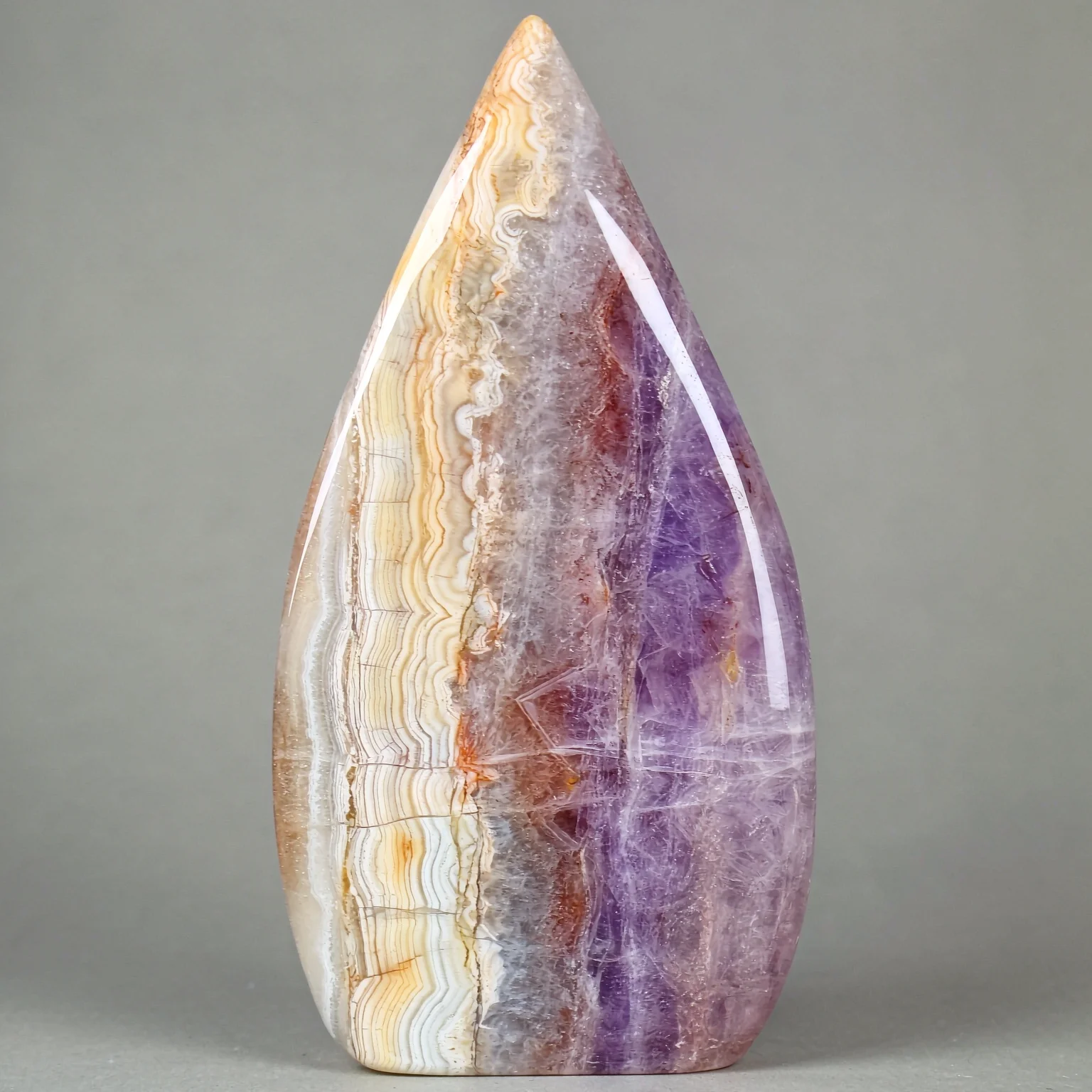 Natural Amethyst Agate Water Drop Shape Ornament, 400-500g, Desktop Table Decoration, Mineral Specimen for Crystal Collection