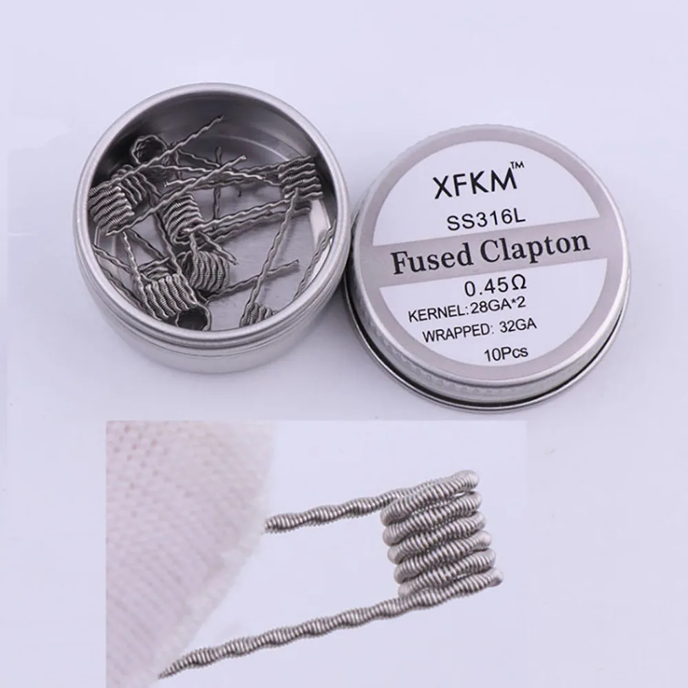 XFKM 10pcs/lot 316 Flat twisted wire Fused clapton Hive wires Alien Mix twisted Quad Tiger coils Heating Resistance Mtl coil