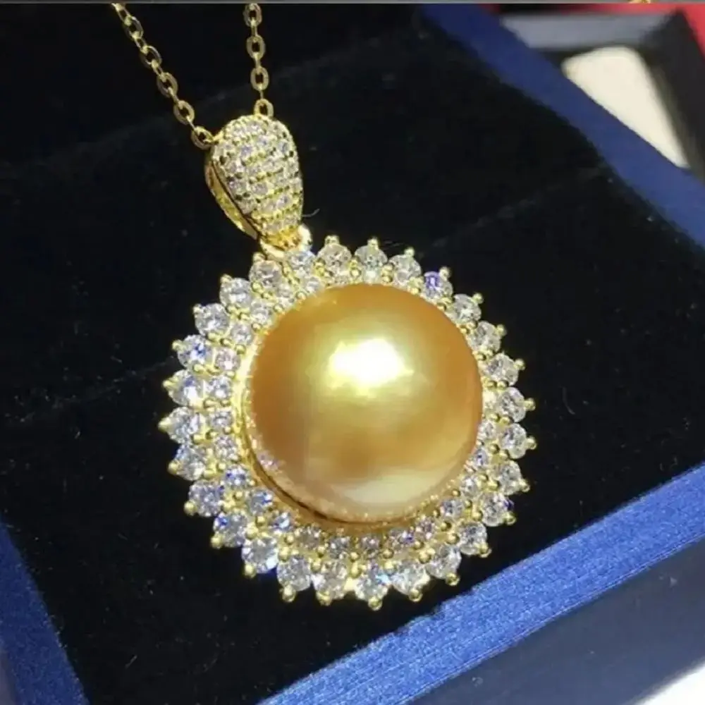 18'' Parel Pendant 12-13Mm Prachtige Enorme AAAA Zuidzee Gouden Stud 925S Freeshippings Items