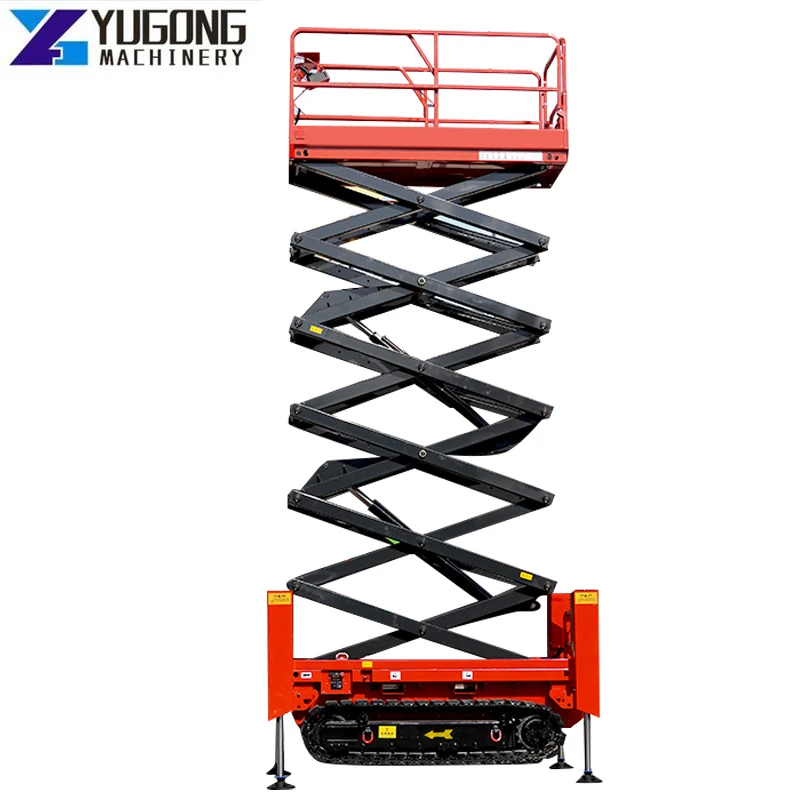 YG 6-12M 15M Scissor Lift Trailer Lift Aerial Work Platform Manual Hydraulic Lifting Platform Rough Terrain Scissor Lift 110V