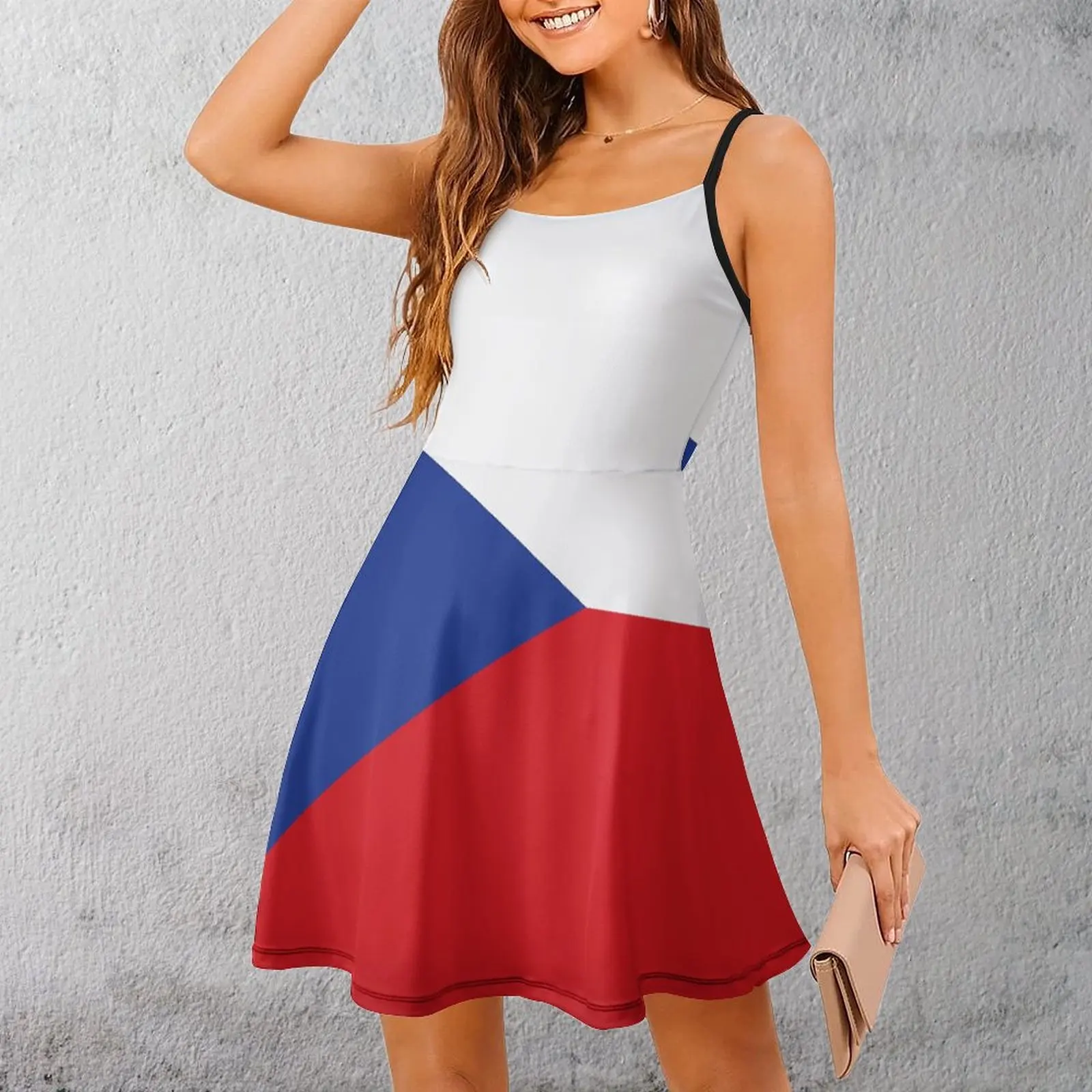 Flag of The Czech Republic Women's Sling Dress Novelty Sexy Woman's Dress Humor Graphic Cocktails Strappy Dress